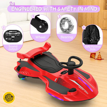 12V Electric Wiggle Ride-On Car for Kids