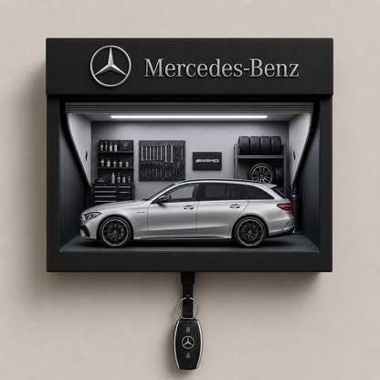Custom Car Miniature Garage Wall Display with LED Lights & Key Holder